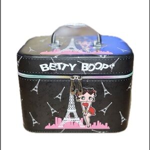 Betty Boop Black Pink Green Rainbow-Zip Cosmetic Case